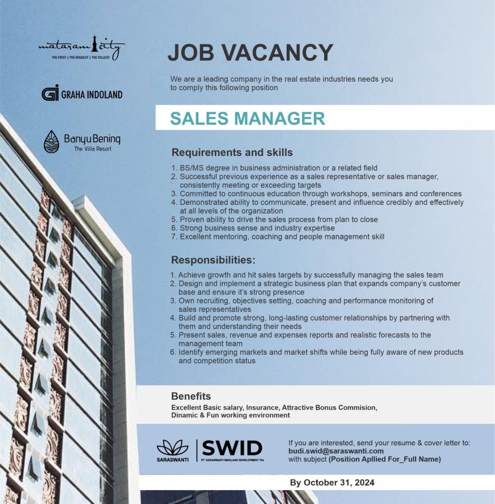 We’re Hiring Sales Manager